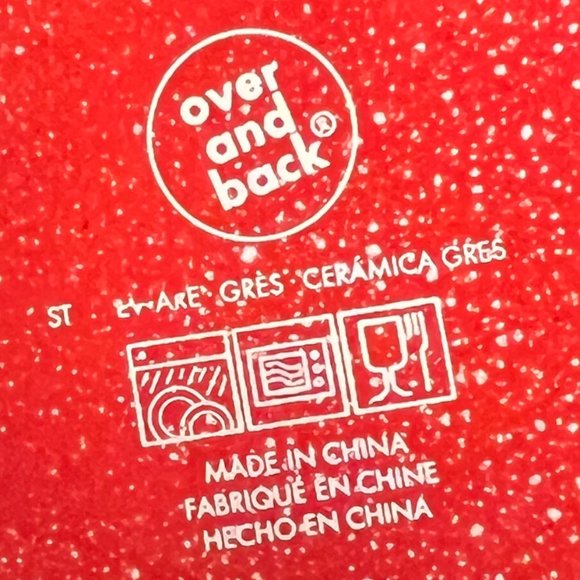 Pair of OVER AND BACK Ivory & Red Paint Splatter Design Stackable Stoneware Mugs - Picture 10 of 10